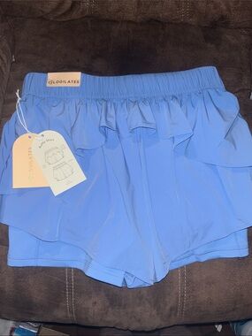Glo Pilates Light Blue Ruffle Skort Shorts